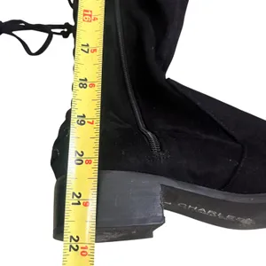 Charles by Charles David Black Faux Suede Lace Up Over The Knee Boots Size 7 thumbnail 10