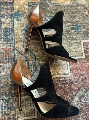 Jimmy Choo Toysen d'Orsay Black Suede Pumps Women's Sz 5.5 35 1/2 thumbnail 1