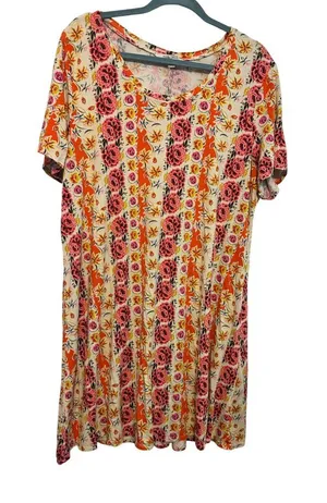 The‎ Pioneer Woman 1X Floral & Striped Short Sleeve Dress For Women thumbnail 1