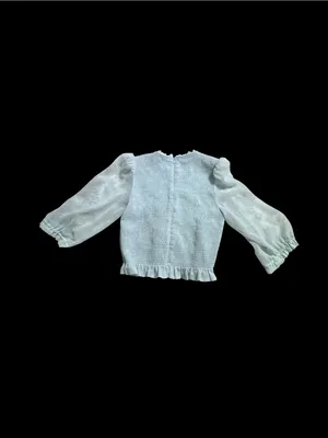 Wilfred Pale Blue Smocked Blouse with Ruffle Hem thumbnail 3