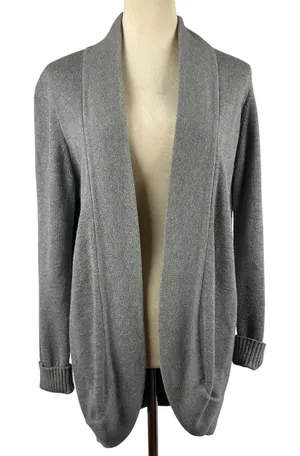 J.Crew Womens‎ Gray Open Front Cardigan Sweater Size Medium Knit Classic Cozy thumbnail 1