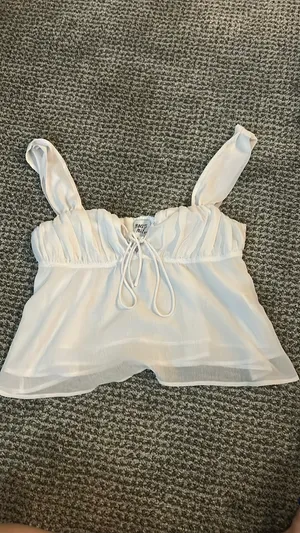 Princess Polly White Flowy Tank  thumbnail 2