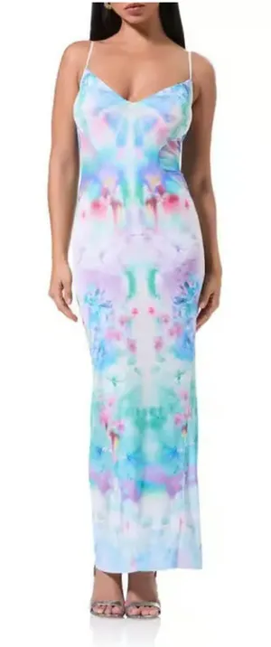 AFRM Alyson Mesh Panel‎ Maxi Dress Size XS NWT thumbnail 1
