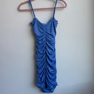 Tiger Mist Mini Dress Small Bodycon Short Ruched Blue Tie Front Party Going Out thumbnail 4