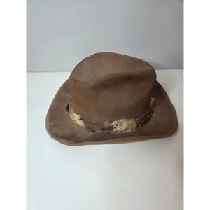 Stetson 'The Gun Club' Feathered Hatband Felt Western Fedora Hat Brown Size 7 thumbnail 3