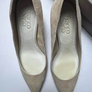 Franco Sarto Toya Suede Pumps Size 7.5, Chiffon Classic Beige Heels, Pointed Toe thumbnail 4