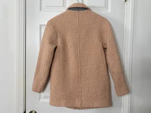Abercrombie & Fitch Womens XS Blush Pink Boucle Coat Quiet Luxury Preppy Chic thumbnail 3