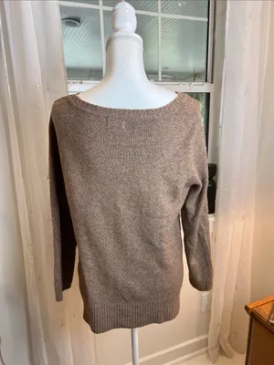 Market & Spruce Heathered Brown Scoop Neck Sweater size small. thumbnail 7