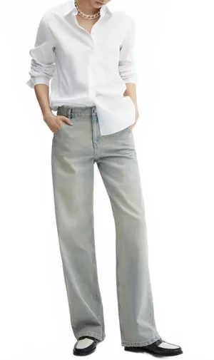Mango Low-Rise Wideleg Jeans NWT Ines Medium Vintage Blue Size 14 (EUR 46) thumbnail 1