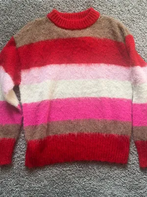 a new day Striped Crewneck Sweater in Red, Pink, Cream & Brown thumbnail 1
