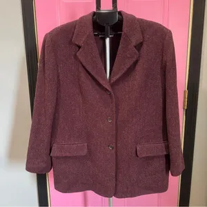 Vintage Norm Thompson Burgundy ‎ Blazer Classic Wool Jacket thumbnail 1