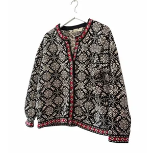 L.L.Bean Nordic Fair Isle Cotton Cardigan Sweater Women’s XL thumbnail 4