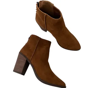 BP. Heath Suede Leather Ankle Boots Cognac Brown Sz 8.5 Block Heel Western Boho thumbnail 4