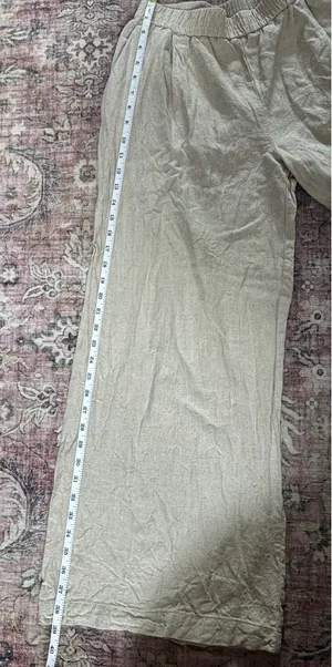 Zara Flowy Linen Tan Pants thumbnail 5