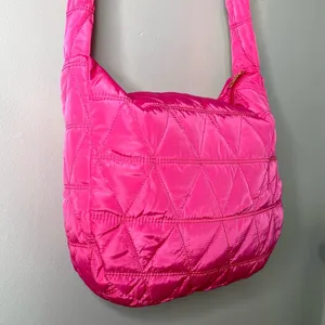 Pink Quilted Puffer Shoulder Bag Lightweight Hobo Bag Handbag New thumbnail 7