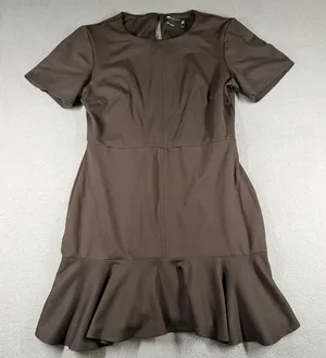 ASOS DESIGN Dress Womens 6 Black Short Sleeve Ruffle Hem Jersey Sheath Workwear thumbnail 1