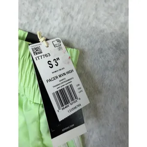 Adidas Pacer Woven High Rise Shorts Lime Green IT7763 Womens Small 3" Inseam thumbnail 3