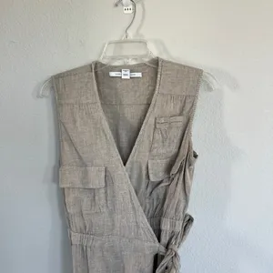 Diane Von Furstenberg DVF Sand Mellany Linen Blend Wrap Dress Size 6 thumbnail 5