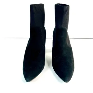 Steve Madden Richter Black Suede Sock Ankle Boots Block Heel Pointed Women‎ Sz 8 thumbnail 2