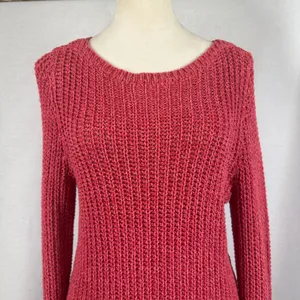 Lauren Jeans Co. Ralph Lauren Red Pink Knit Sweater Long Sleeve Womens‎ Large thumbnail 2