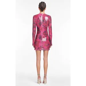 NWT Amanda Uprichard‎ Ayla Mini Dress Samira Pink Sequin Size Large thumbnail 4