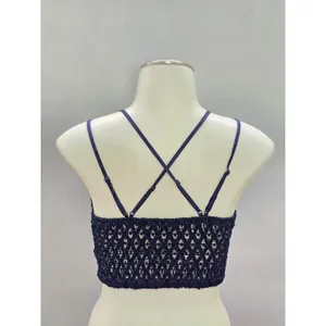 Anemone Navy Blue Romantic Boudoir Bridal Cottage Lingerie Feminine Lace Bra L thumbnail 2
