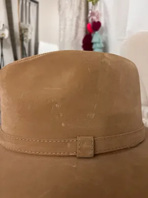 Suede tan neutral beige cowboy style hat western thumbnail 6
