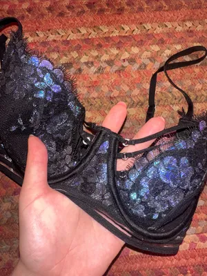 VICTORIAS SECRET Black Lace Balconette Bra Iridescent Floral Detail thumbnail 2