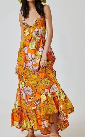 Plenty by Tracy Reese Orange, Pink, & Yellow Floral Maxi Dress thumbnail 1