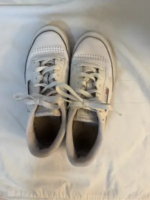 Reebok White Leather Low-Top Sneakers with Gray Accents thumbnail 6