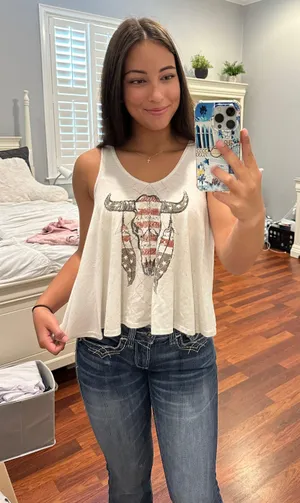 Cow Skull Flowy Tank Size XS thumbnail 1