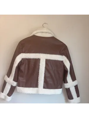 Madden NYC Brown Faux Leather & Sherpa Moto Jacket Size XXS thumbnail 6