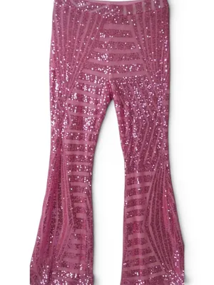BLENCOT Sequin Wide Leg Palazzo Pants High Waist Flare Party Trousers L thumbnail 6