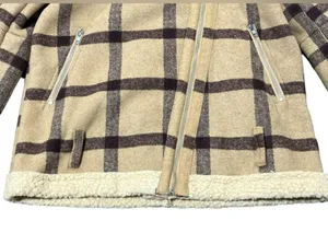 J.O.A Plaid Faux Fur Shearling Moto‎ Jacket thumbnail 4