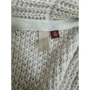 Pilcro and the Letterpress Ivory Textured Knit Shawl Cardigan Sweater Medium thumbnail 7