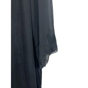 Wilfred Aritzia Black Embroidered Shift Dress L Sheer Lace Yoke Cover Up thumbnail 4
