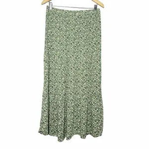 American Eagle Women's L Green Ditsy Floral Tiered Maxi Skirt Cottagecore Boho thumbnail 2