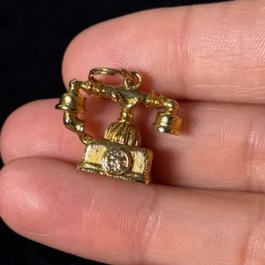 Vintage Avon French Telephone Charm 14K Gold Electroplate Original Box NOS thumbnail 4