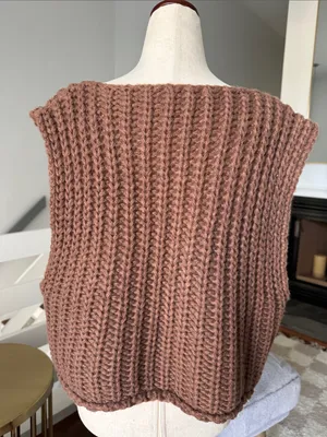 Sunday Up Chunky Knit Brown Button-Front Sweater Vest thumbnail 4