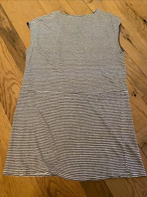 Anthropologie x Sundays Linen Drawstring Dress Gray Stripe Size Medium thumbnail 7