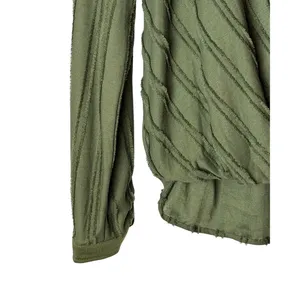 Maeve Audre Top Women XXS Olive Green Textured Faux Wrap Long Sleeve Boho thumbnail 5