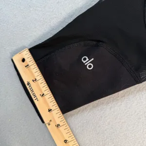Alo Yoga Coast Mesh Inset Crop Leggings Black High Waist Athletic Pants thumbnail 3