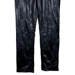 Abercrombie & Fitch 90s Straight Ultra High Rise Faux Leather Pants Black Size 6 thumbnail 4
