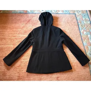 FS Limited Black Wool Blend Hooded Zip Front Coat Women Size M thumbnail 8