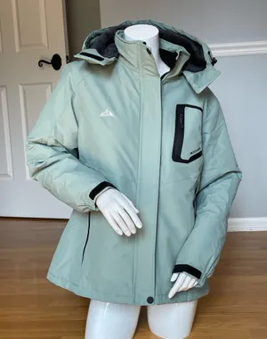 Moerdeng Women’s M Mint Green Waterproof Ski Snow Jacket Hooded Winter Coat NWT thumbnail 1
