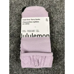 Lululemon Fold-Over Terry Socks XL Lavender Purple Quarter Length NWT thumbnail 2