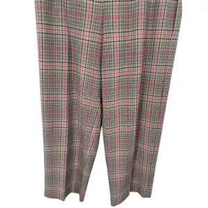 ON-34TH Womens Plaid High Rise Wide Leg Trouser Pants Tan Navy Pink Size 12 thumbnail 7