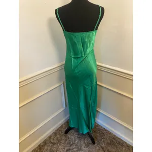 Pistola Mari Midi Maxi Slip Dress Fern Green Square Neck Satin Feel Slit Formal thumbnail 3