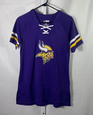 Minnesota Vikings NFL Team Apparel Lace-Up Top - Womens Size Medium - Purple thumbnail 1
