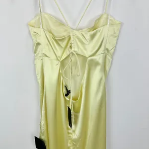 Lulus Stunning Example Light Yellow Satin Backless Maxi Dress Long Formal XL NWT thumbnail 12